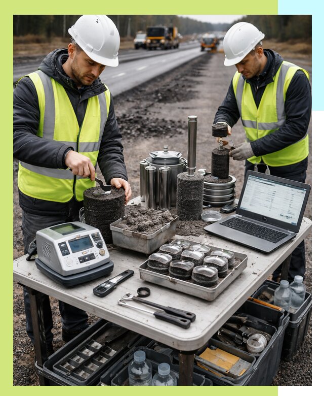 Сертификация асфальта: испытания и подтверждение в Мысках