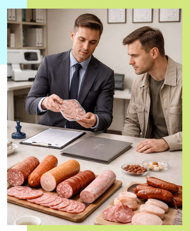 Сертификация колбасных изделий в Мысках от 7607 р. | Алешин-Мси