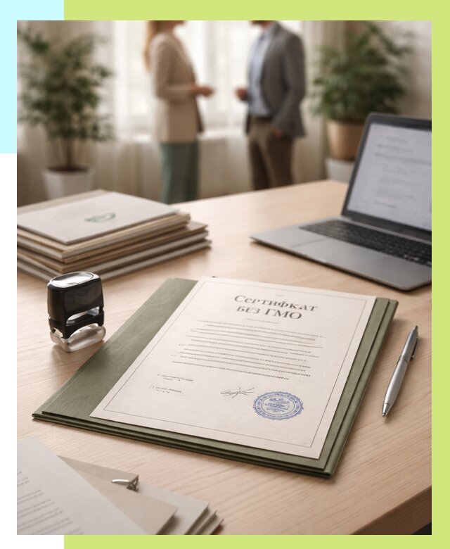 Сертификат без ГМО в Мысках от 7607 р. оформить срочно Алешин-Мси